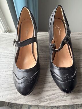 Adams Black Mary Jane Wingtip Heels